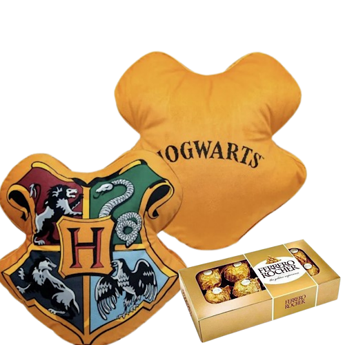 ALMOFADA BRASÃO HOGWARTS E FERRERO